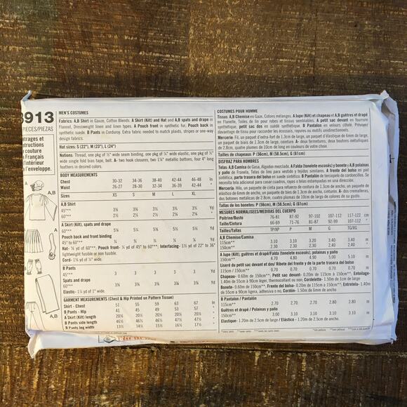 Simplicity Sewing Pattern 8913 Mens Celtic Costume XS S M Kilt Tartan UNCUT - Picture 2 of 2